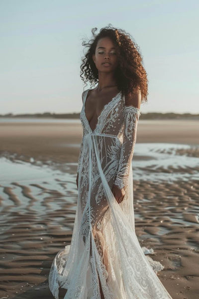 white lace and promises wedding dresses A-Line Wedding Gown With Lace