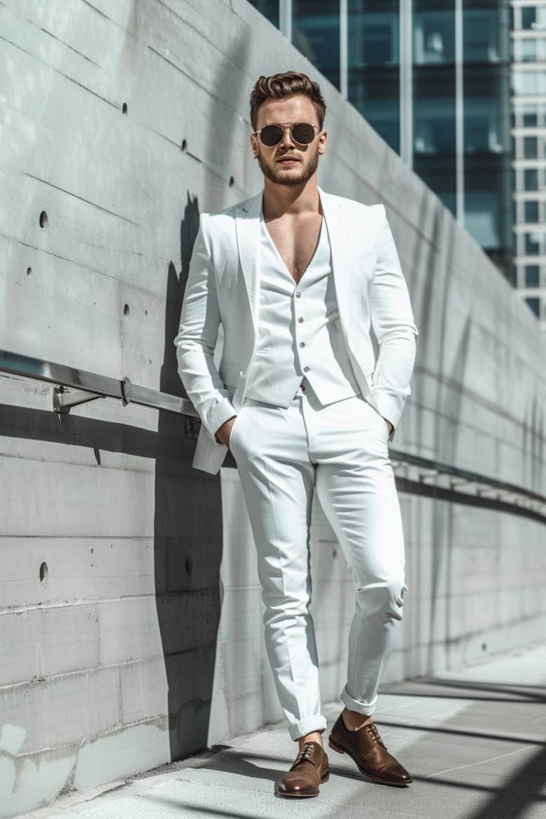 James modern look White Men Suits Slim Fit  Blazer Classic suits