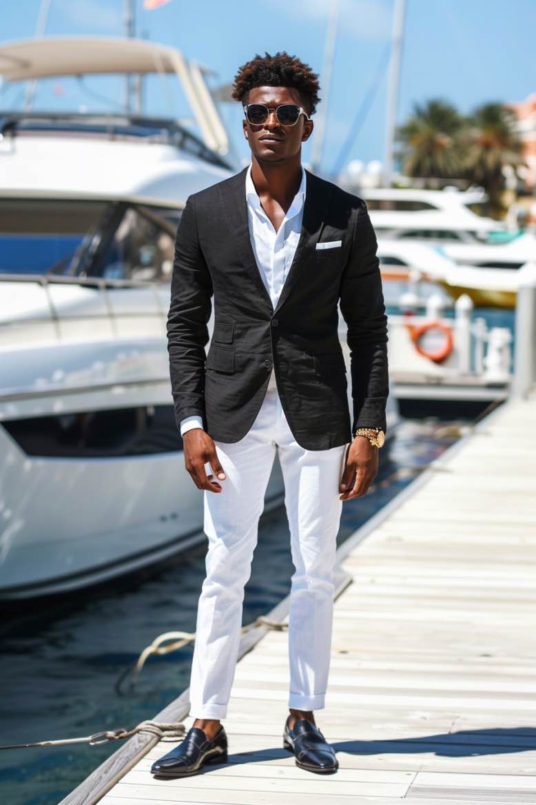 Arthur Beautiful  Black Men Suits Slim Fit  Blazer Linen Suit