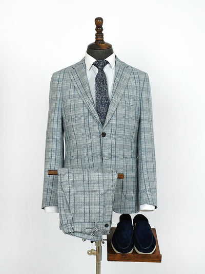 Emanuel Ligh Blue Set Blazer Linen Suit