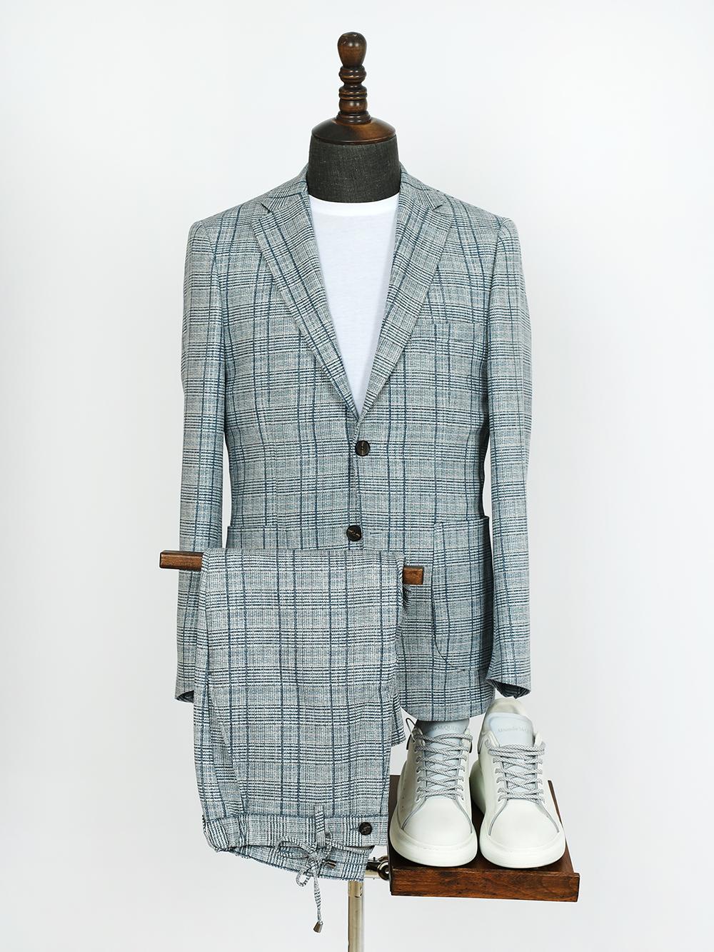 Dillon Blue Set Blazer Linen Suit