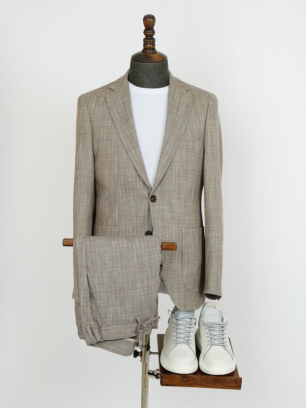 Foster Cream Set Blazer Linen Suit