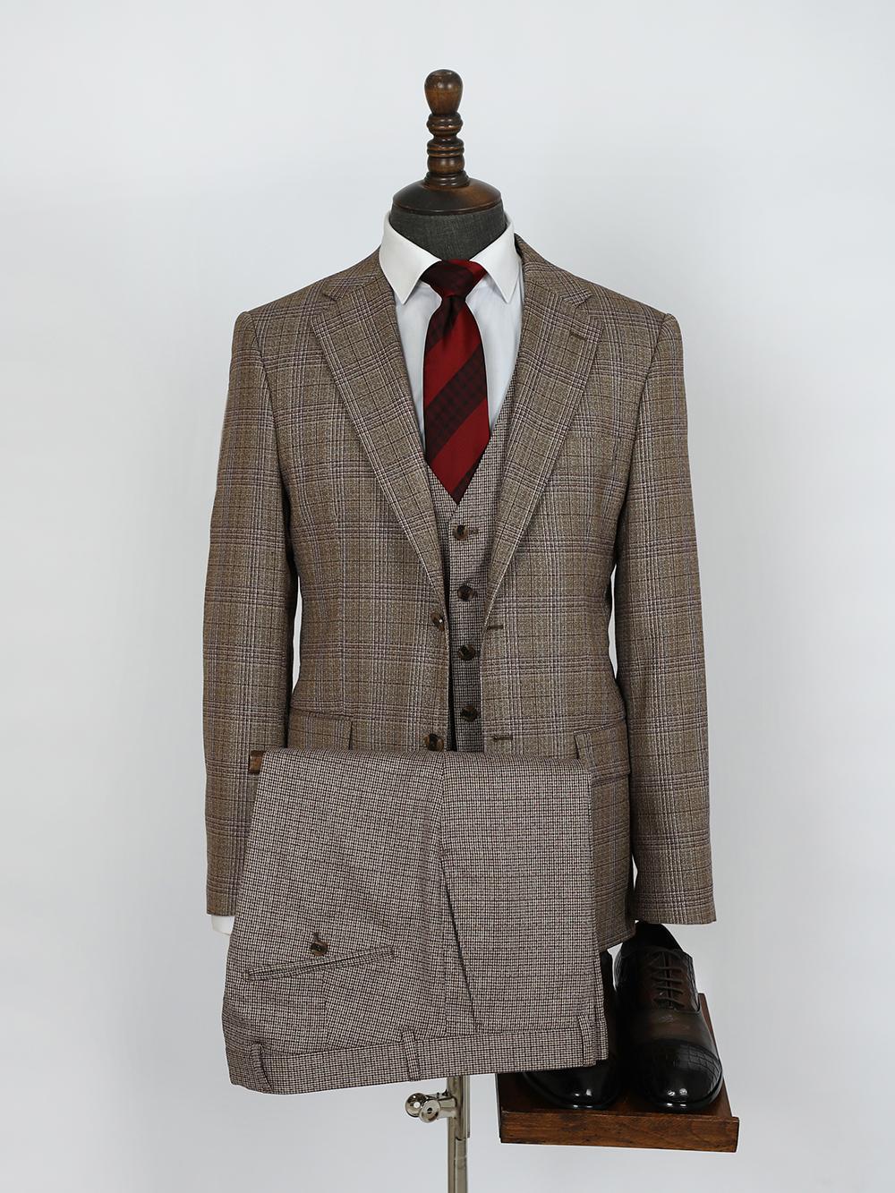 Rayan Cream Brown Set Blazer Linen Suit