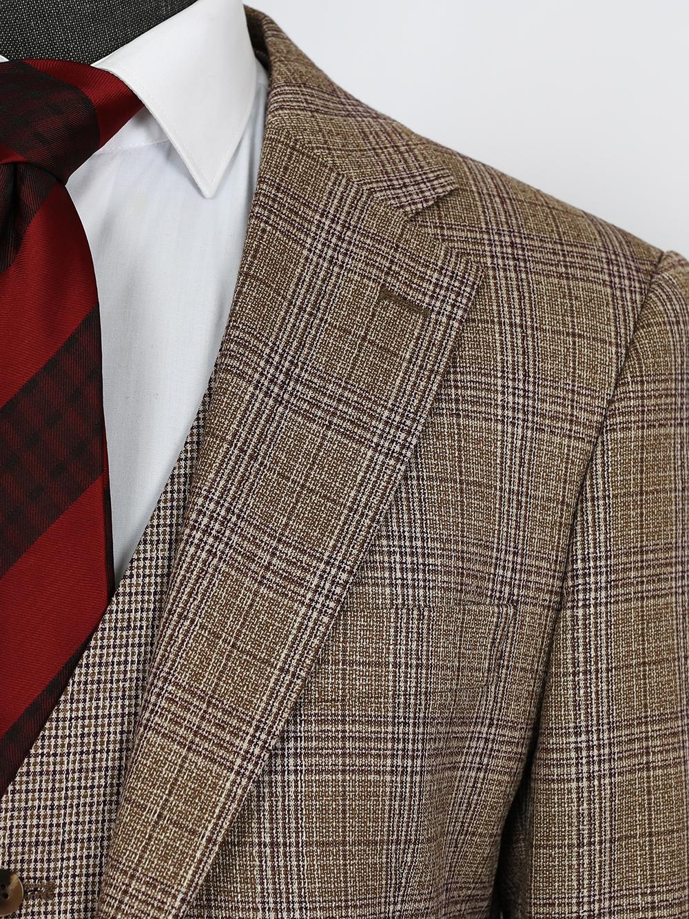 Rayan Cream Brown Set Blazer Linen Suit