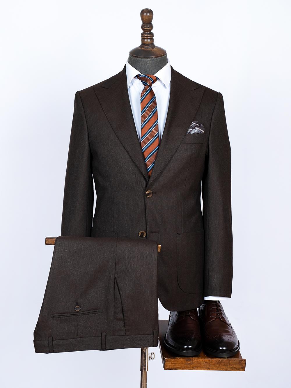 Yehuda Brown Set Blazer Linen Suit