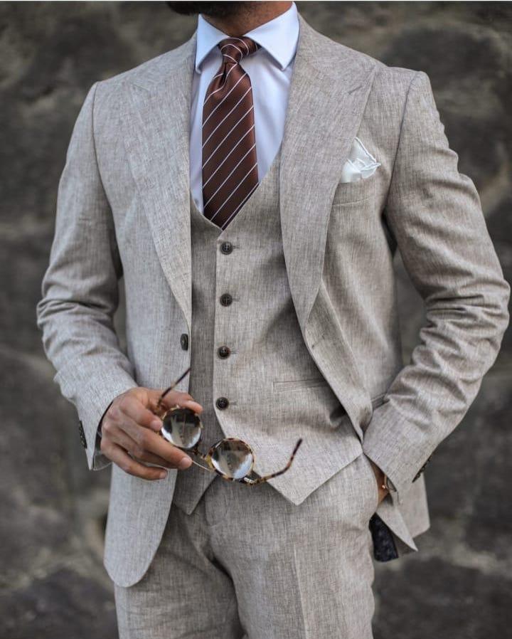 Arian White Set Blazer Linen Suit