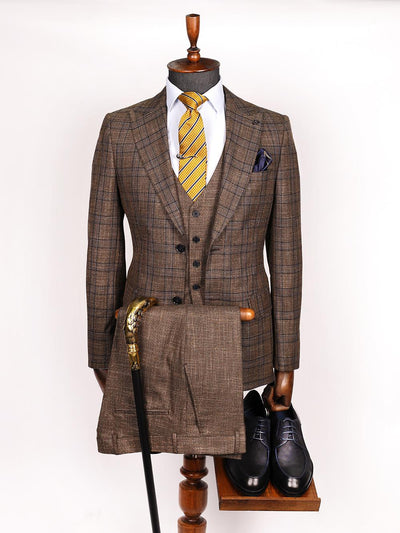 Aron Brown Set Blazer Linen Suit