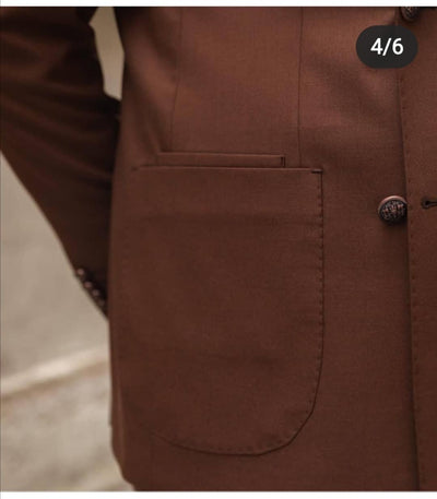 Caiden Brown Set Blazer Linen Suit