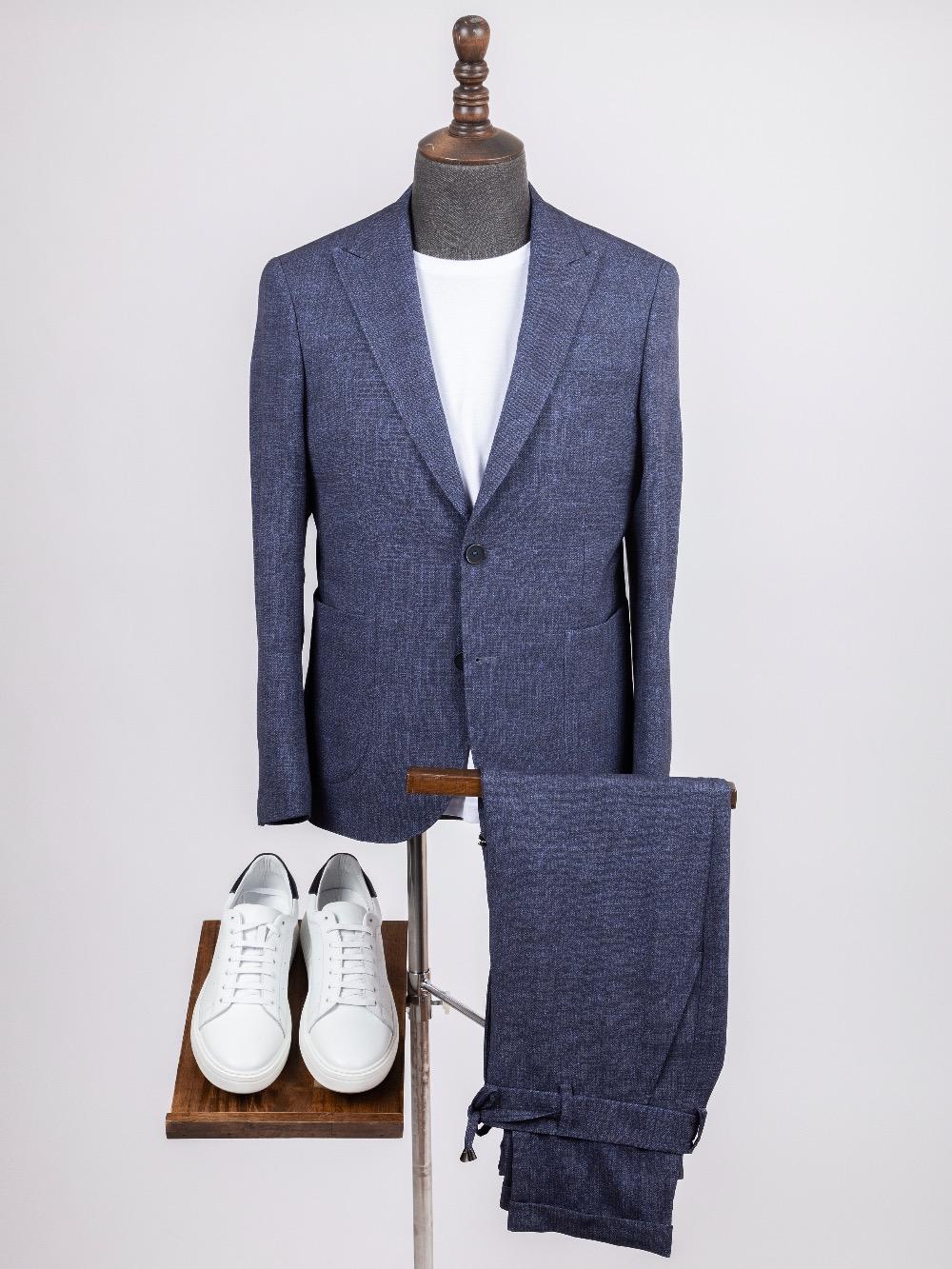 Devin Blue Set Blazer Linen Suit