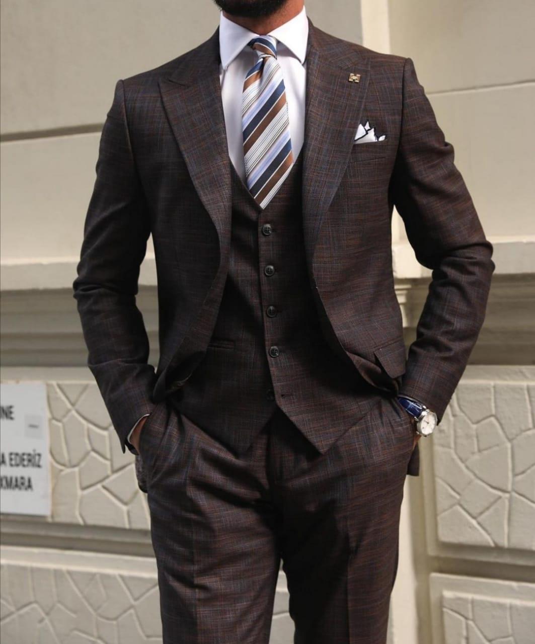Finnegan Brown Set Blazer Linen Suit