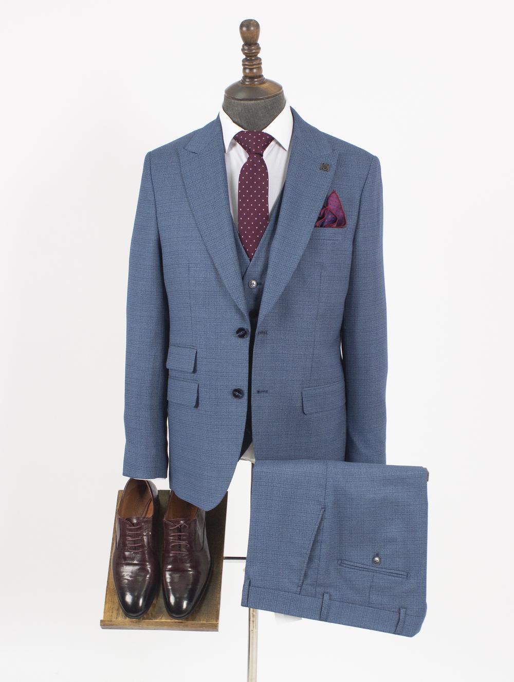 Gage Blue Set Blazer Linen Suit