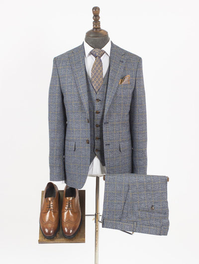 Jace Blue Set Blazer Linen Suit