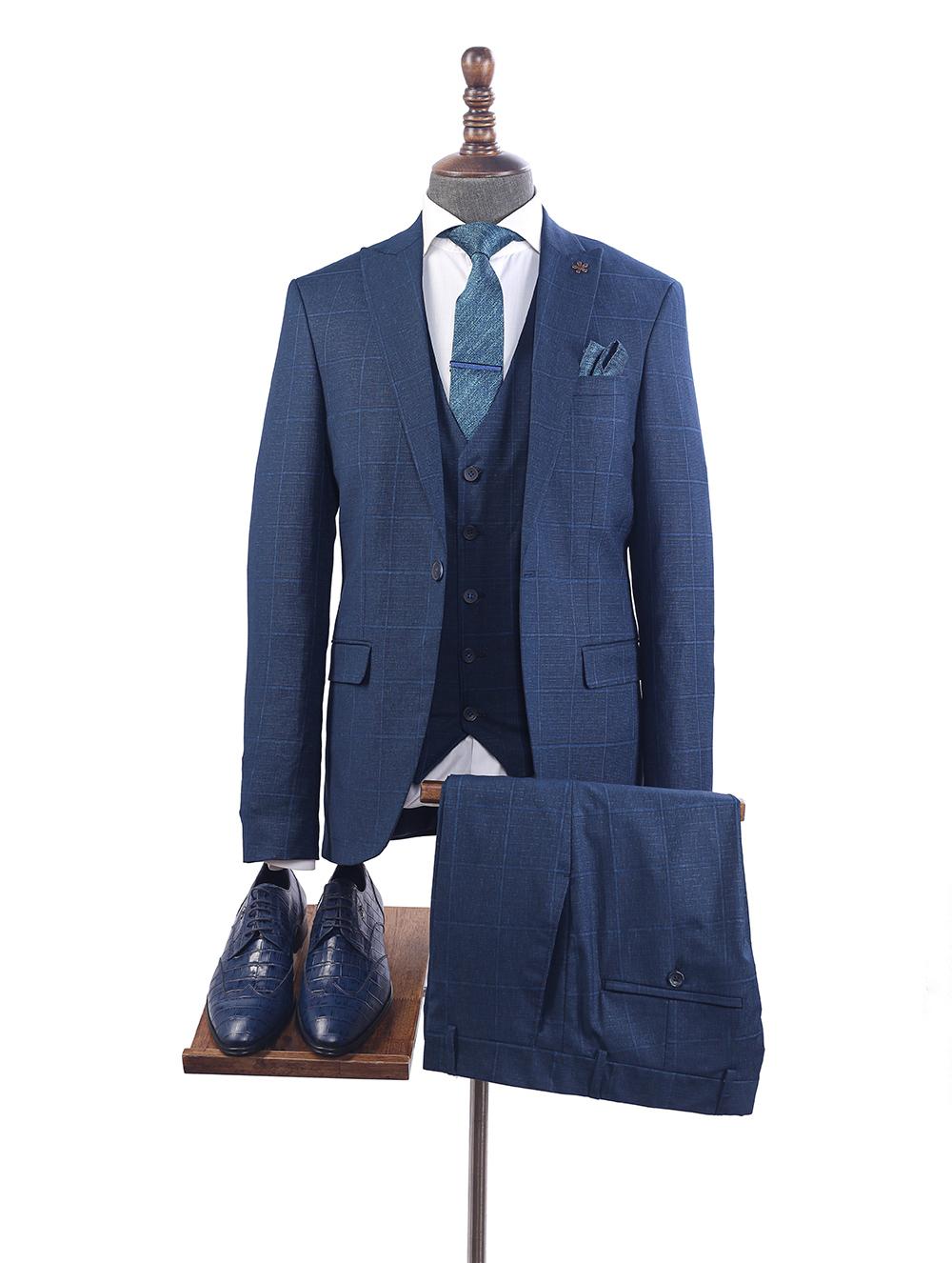 Kenji  Blue Set Blazer Linen Suit