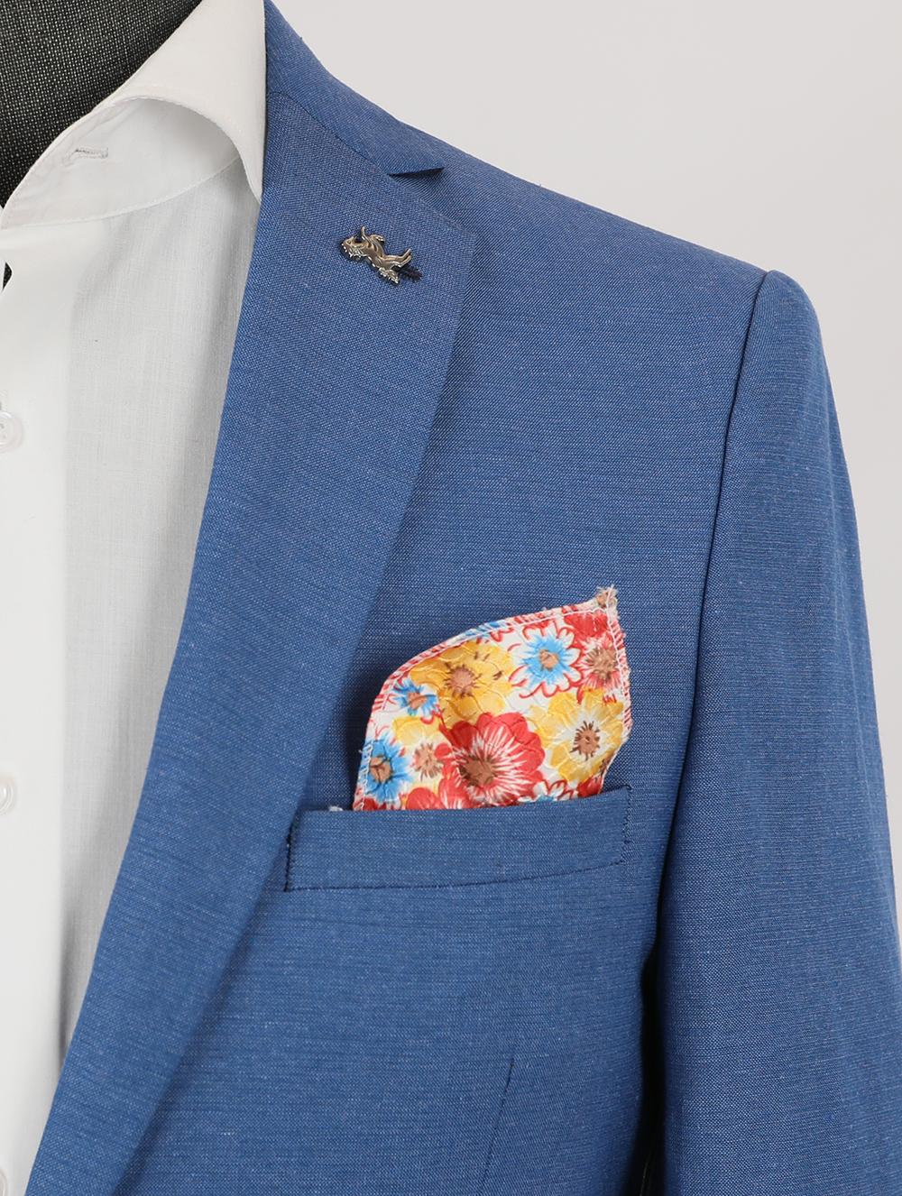 Mack Blue Set Blazer Linen Suit