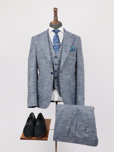 Ander Blue Set Blazer Linen Suit
