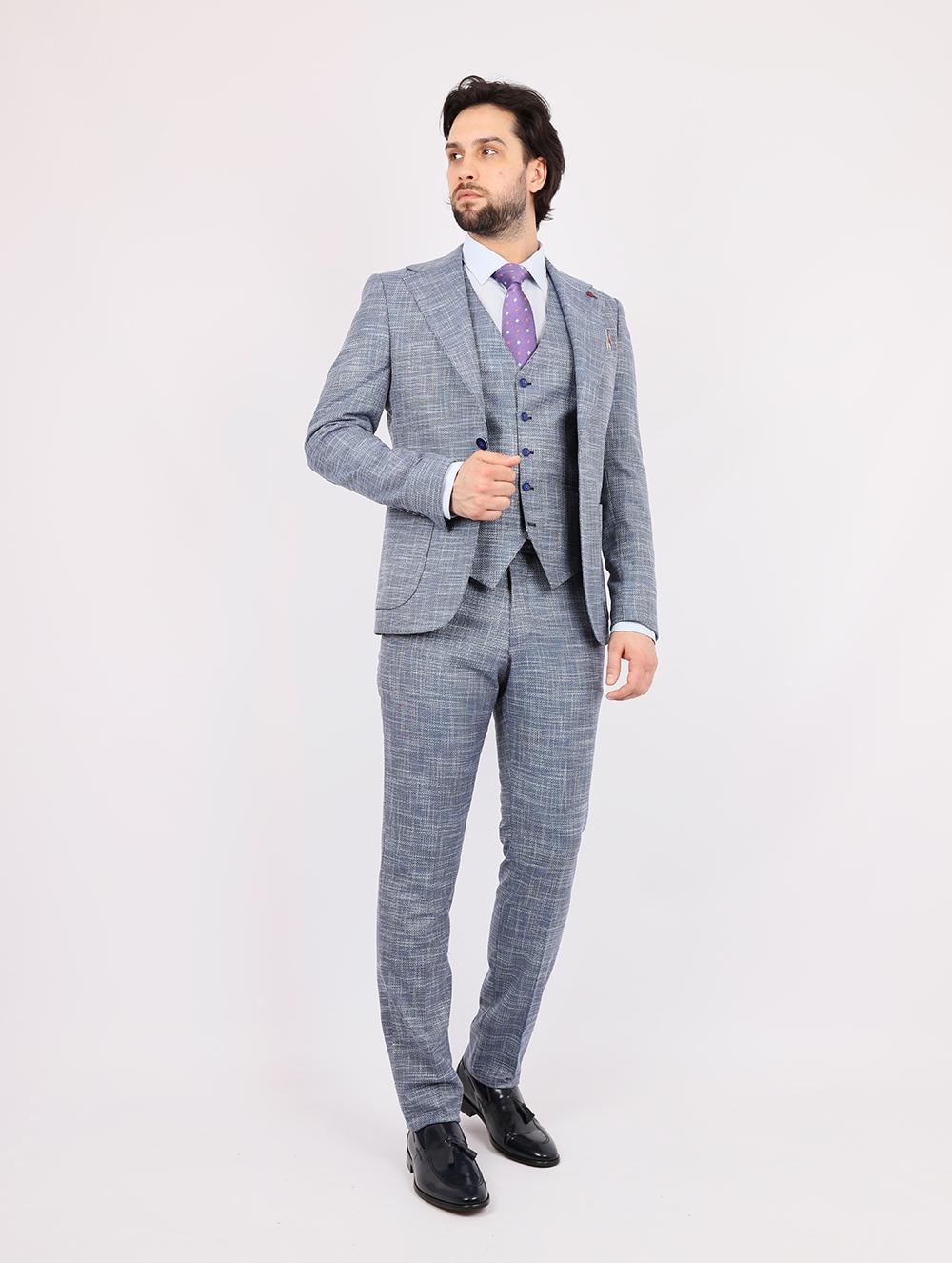 Ander Blue Set Blazer Linen Suit