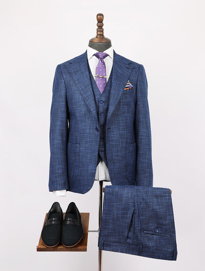 Andy Blue Set Blazer Linen Suit