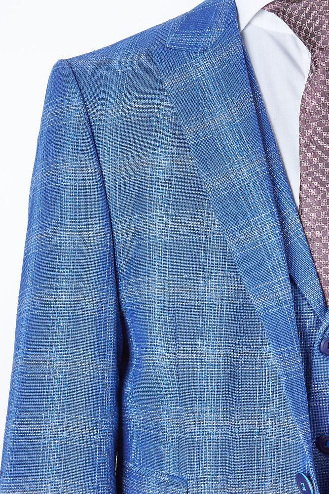 Dorian Blue Set Blazer Linen Suit