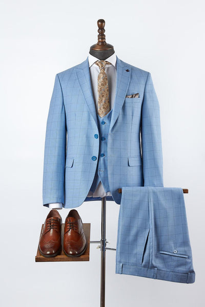 Jakobe Blue Set Blazer Linen Suit