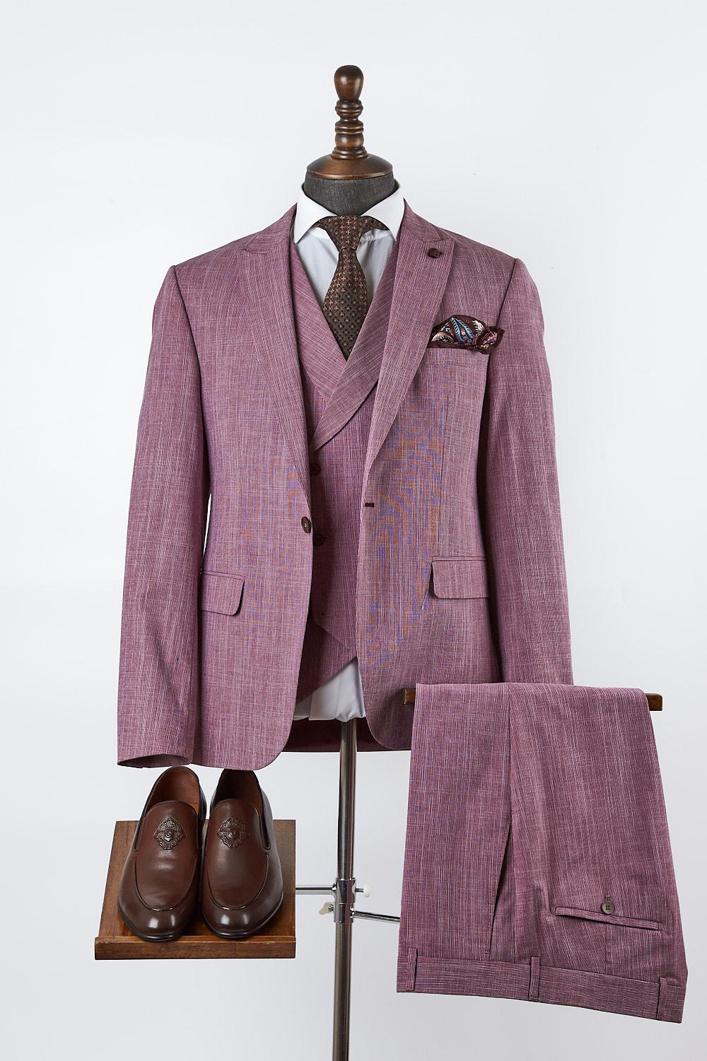 Jaxon Pink Set Blazer Linen Suit