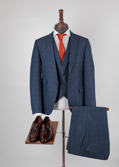 Max Blue Set Blazer Linen Suit