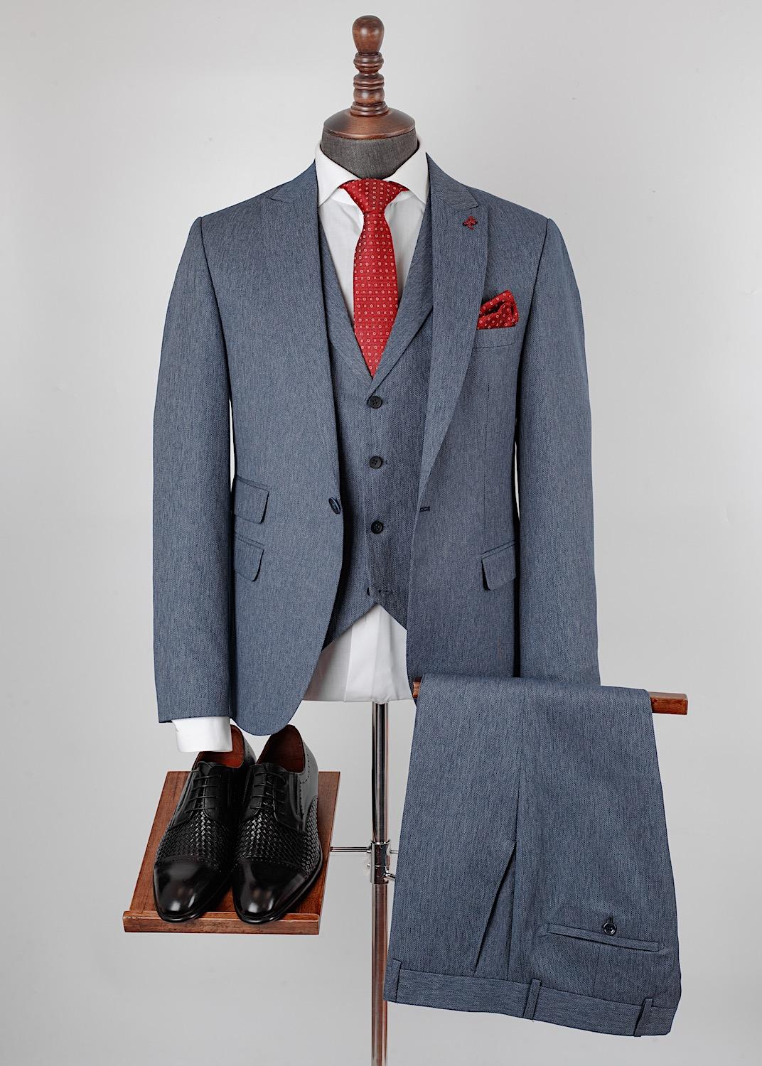 Nathanael Blue Set Blazer Linen Suit