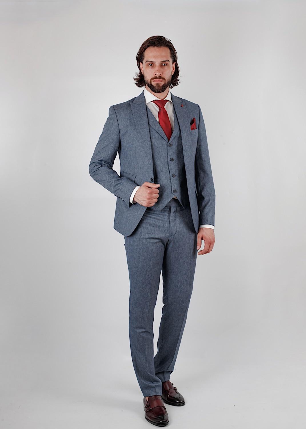 Nathanael Blue Set Blazer Linen Suit