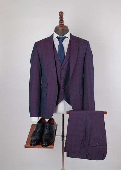 Richard Maroon Set Blazer Linen Suit