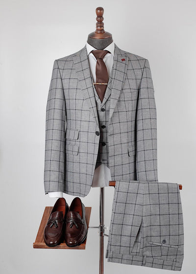 Zaid Grey Set Blazer Linen Suit