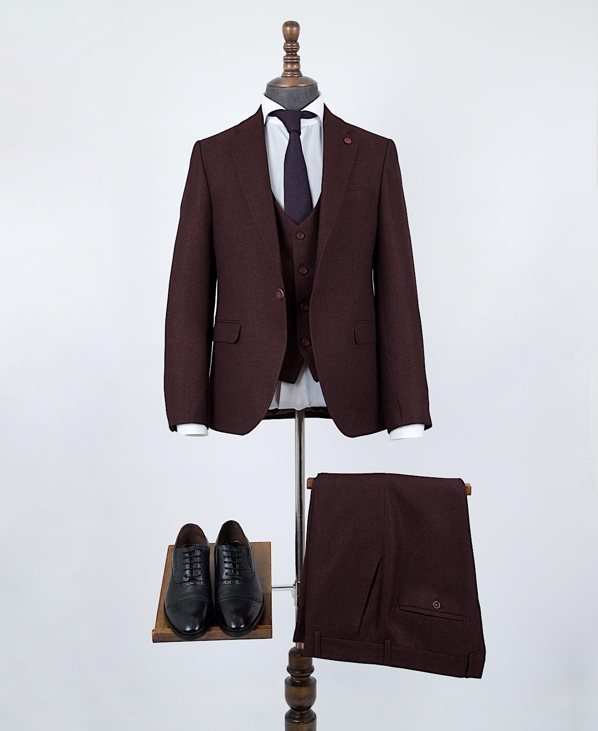 Zyair Maroon Set Blazer Linen Suit