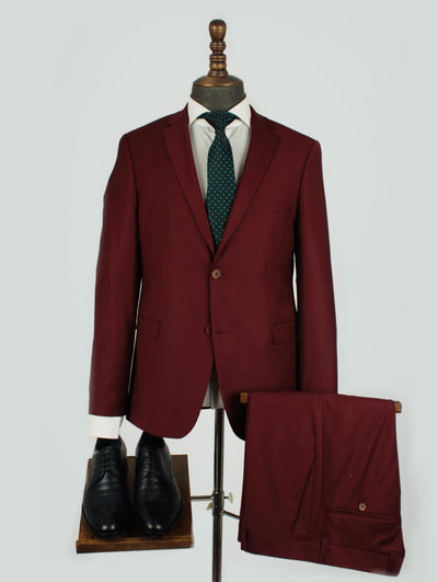 Brayden Maroon Set Blazer Linen Suit
