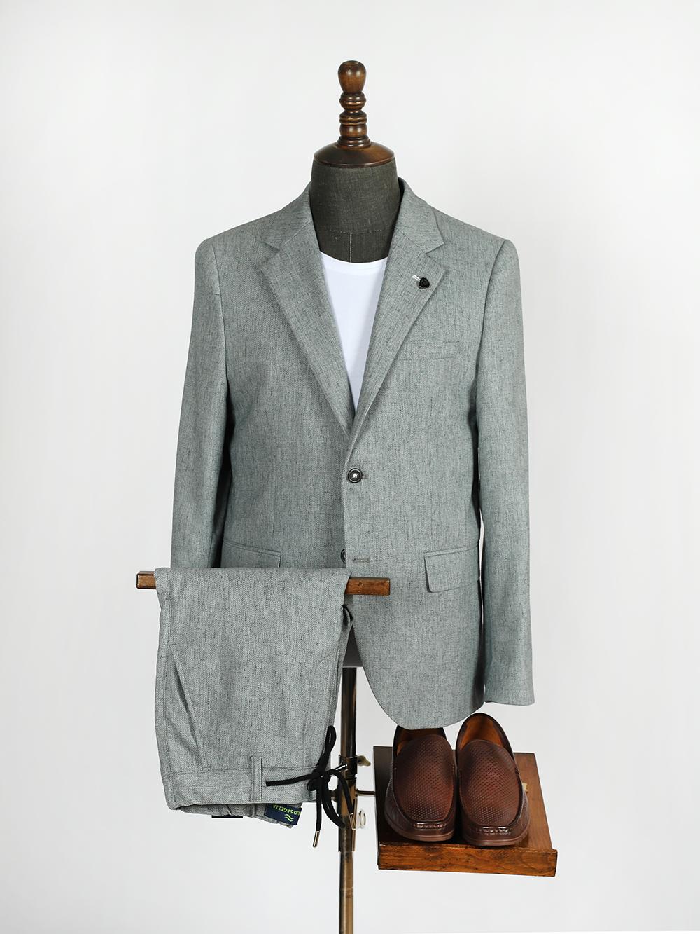 Kaiden Grey Set Blazer Linen Suit