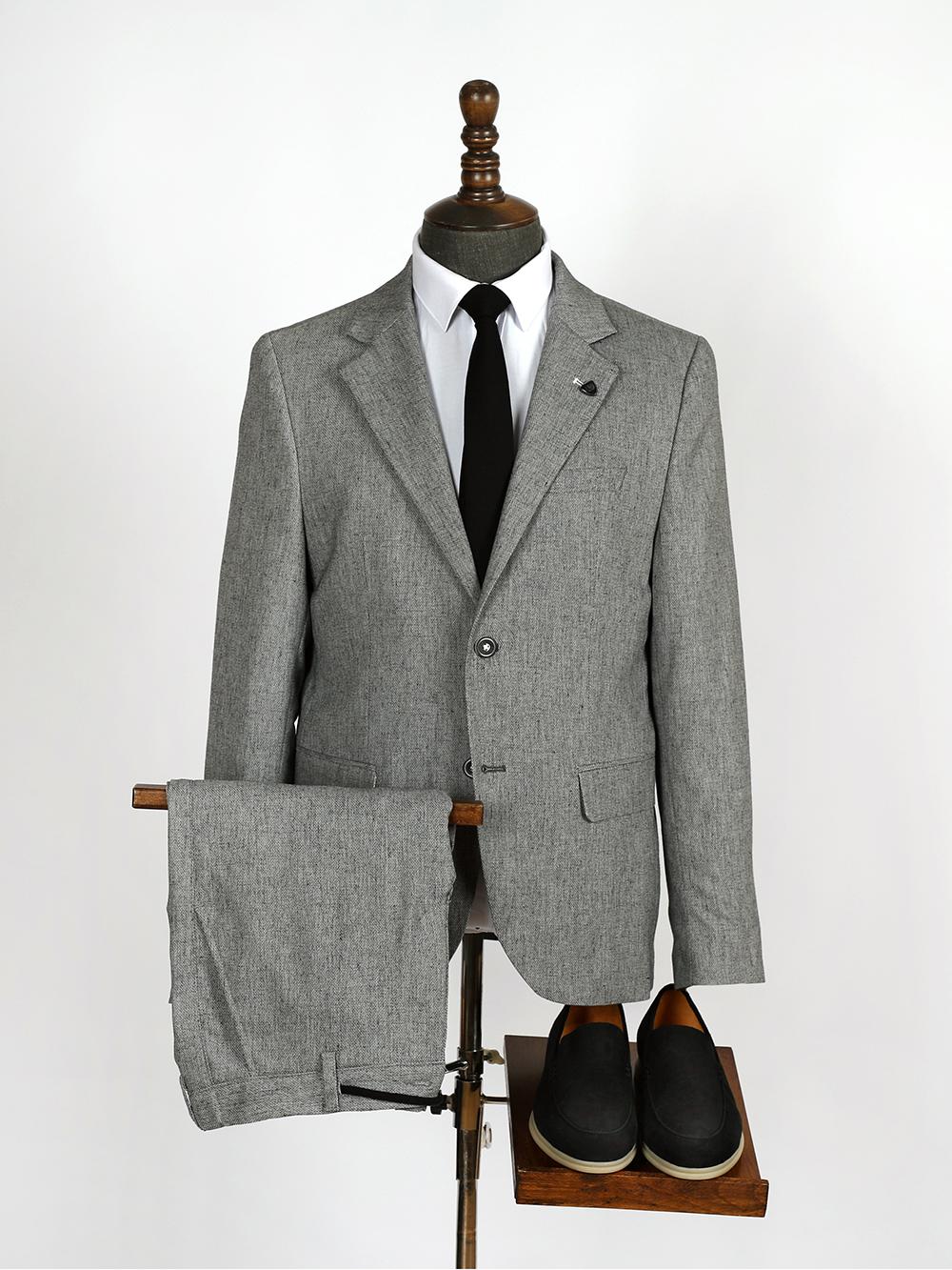 Kameron Grey Set Blazer Linen Suit