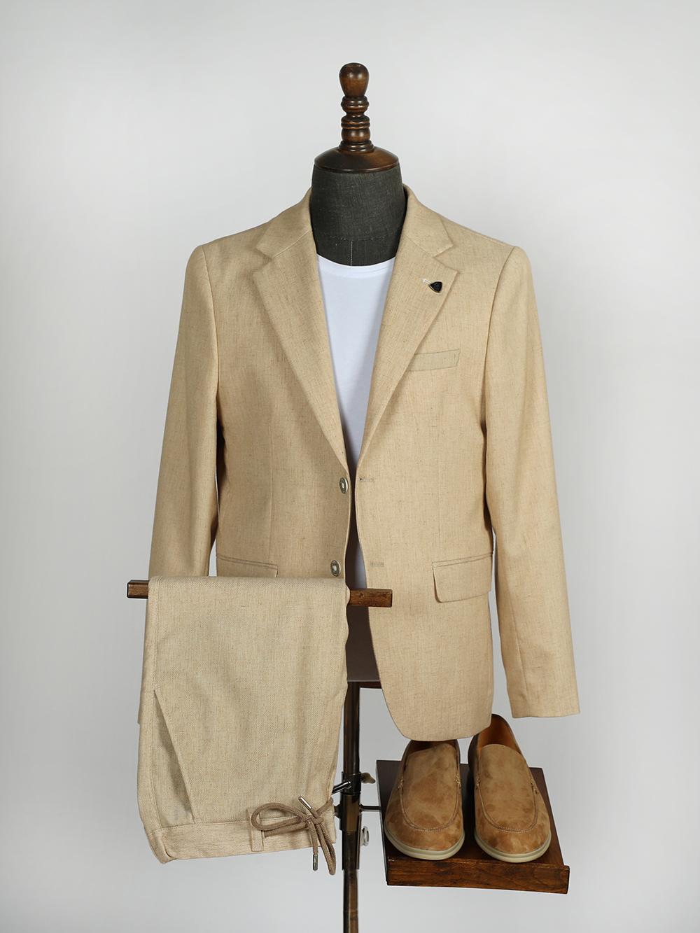King Cream Set Blazer Linen Suit