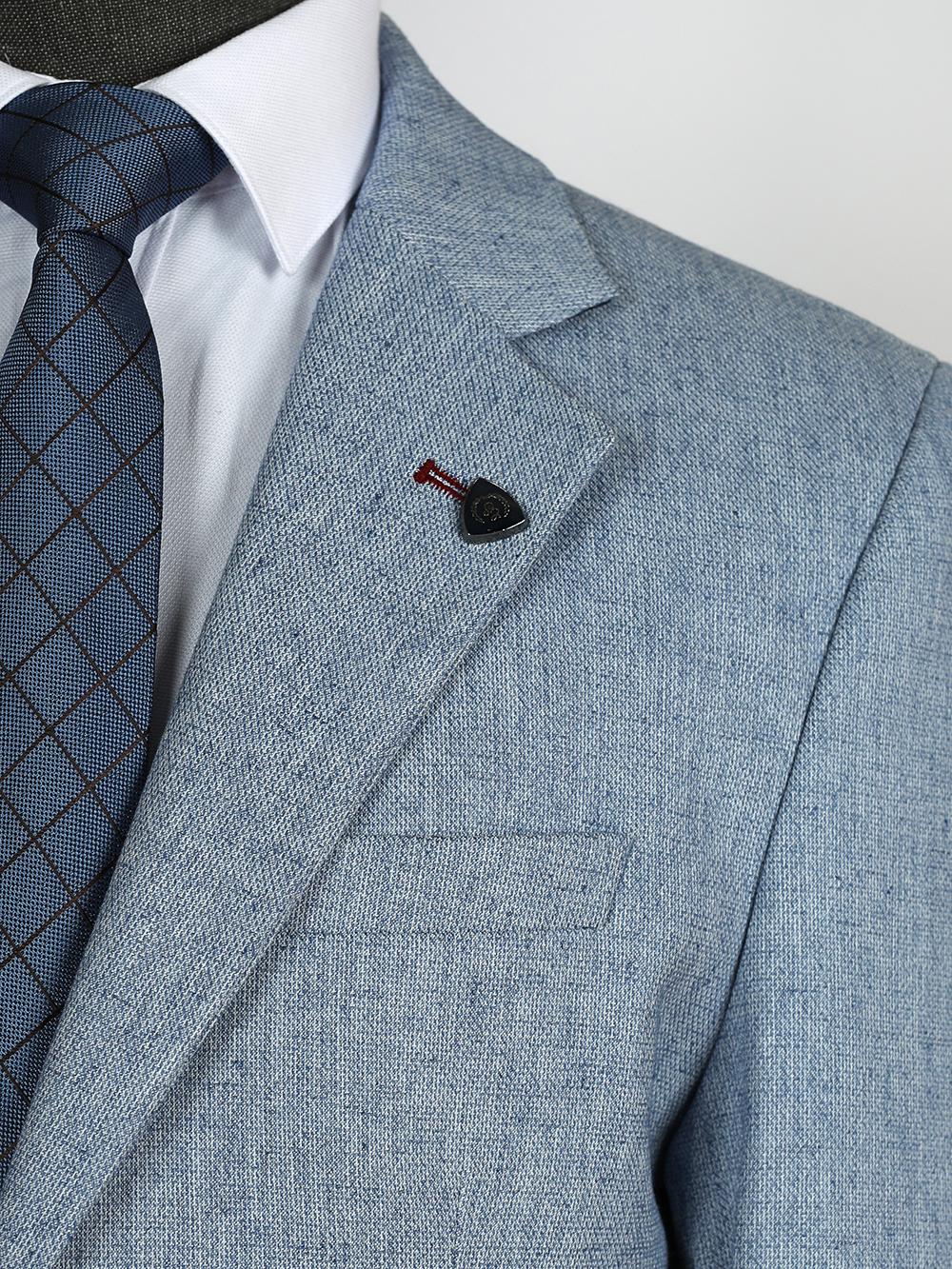 Kohen Blue Set Blazer Linen Suit