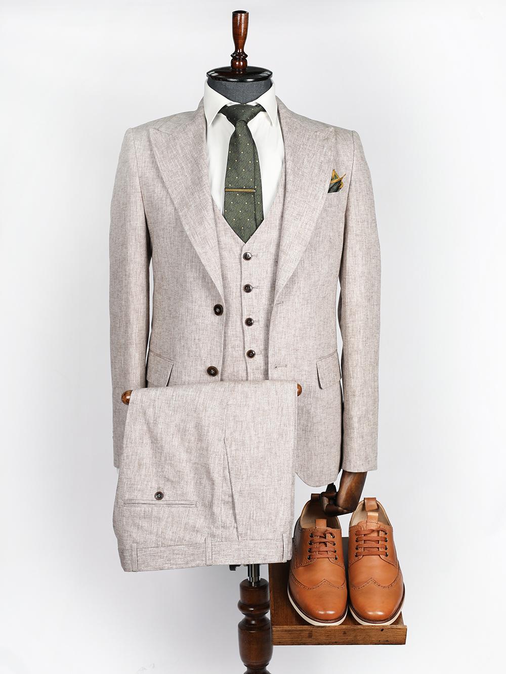 Maison Cream Set Blazer Linen Suit