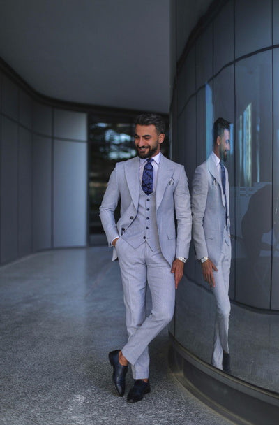 Mccoy Blue Set Blazer Linen Suit