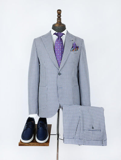 Niko Blue Set Blazer Linen Suit