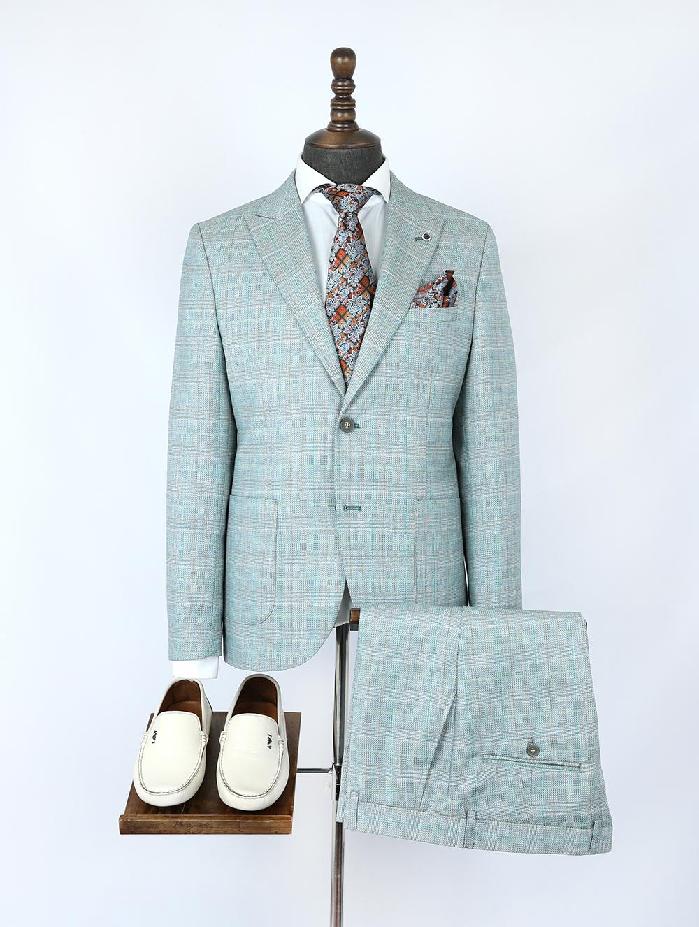 Ray Blue Set Blazer Linen Suit