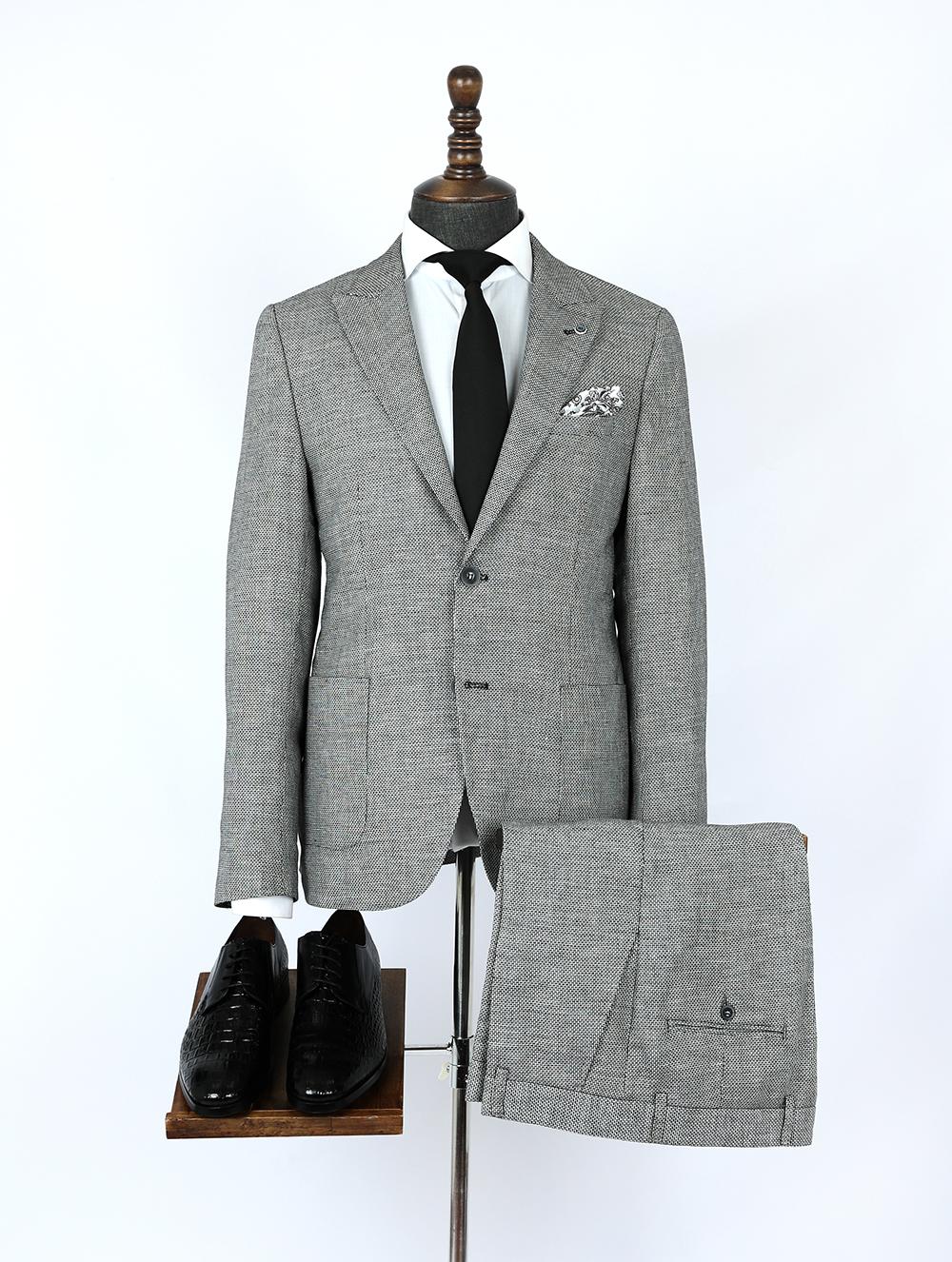 Ridge Grey Set Blazer Linen Suit