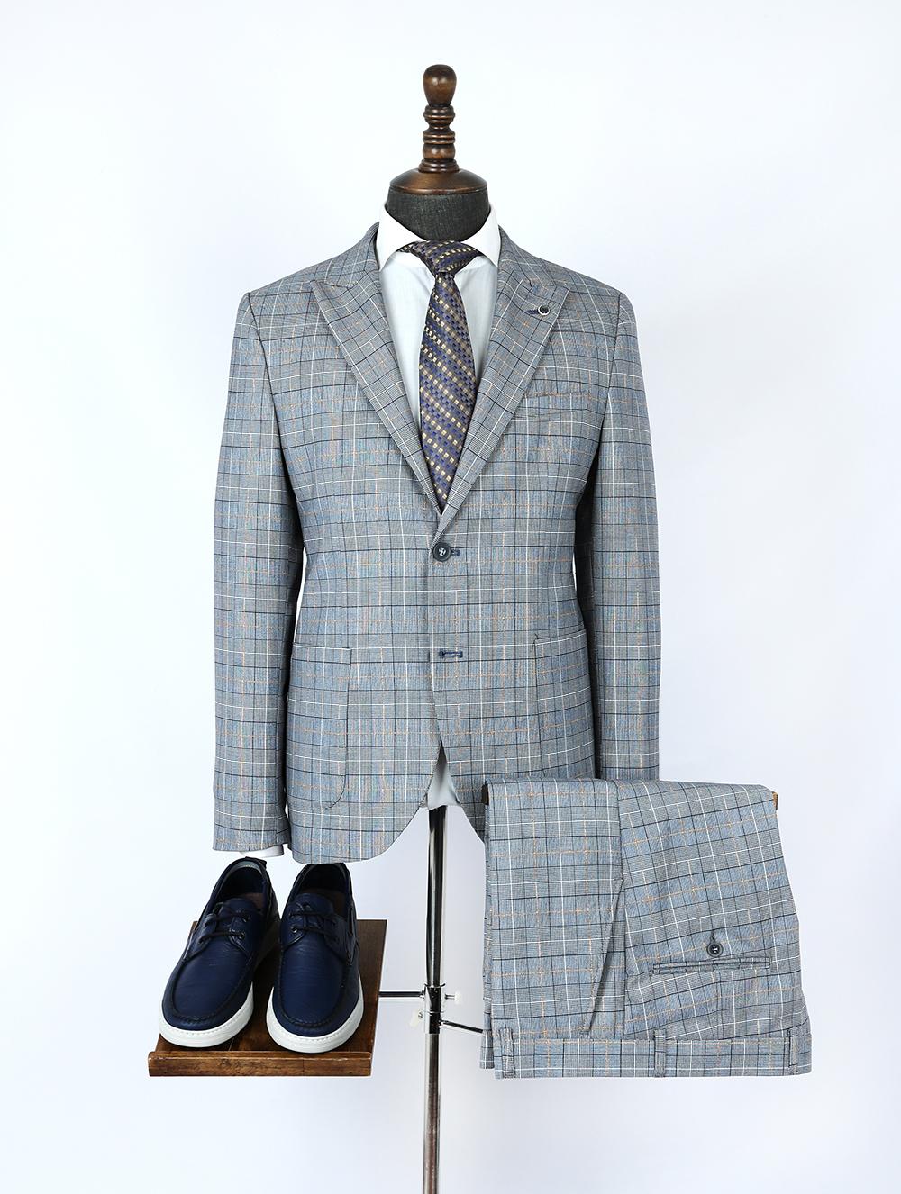 Saint Blue Set Blazer Linen Suit