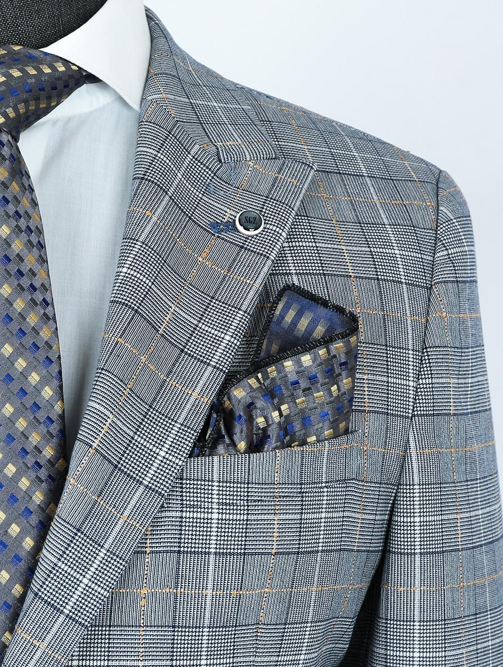 Saint Blue Set Blazer Linen Suit