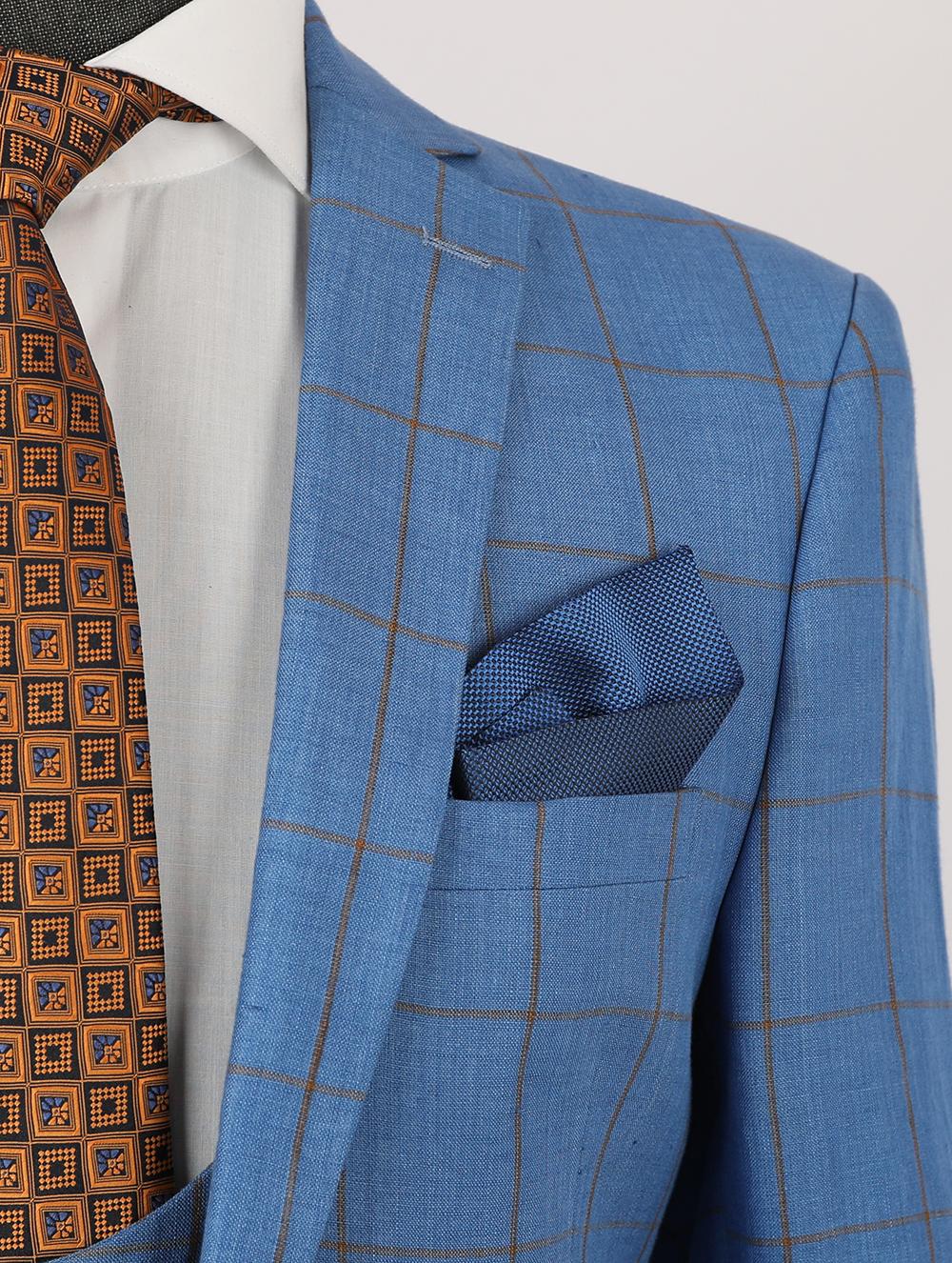 Abdullah Blue Set Blazer Linen Suit