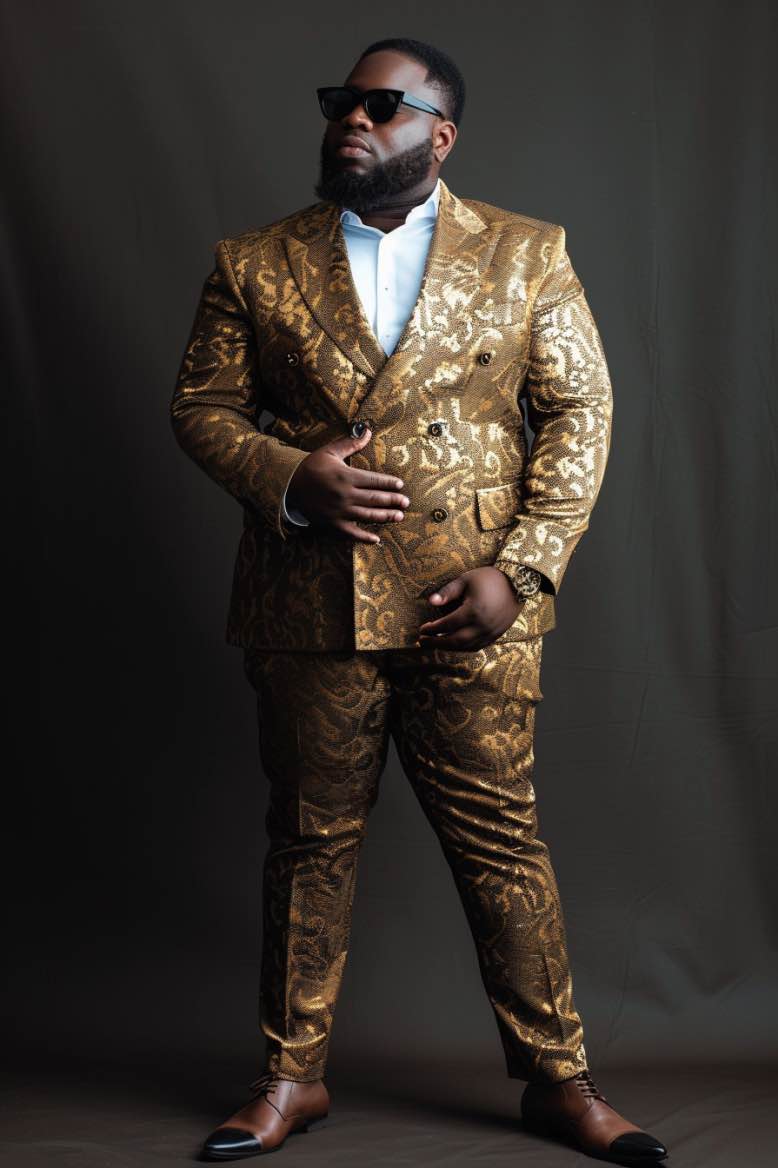 Kylo modern look Golden Plus Size Men Beautiful Suit