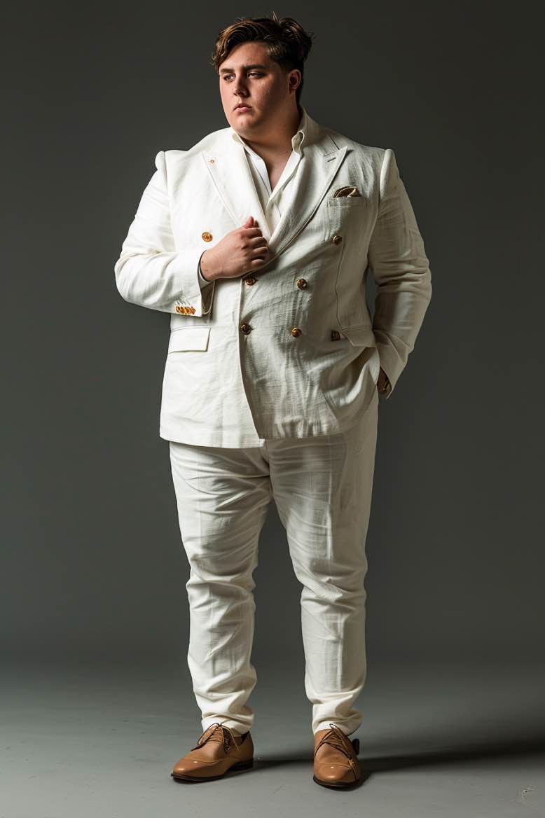 Alex  Royal Gentleman White Plus Size Men Beautiful Suit