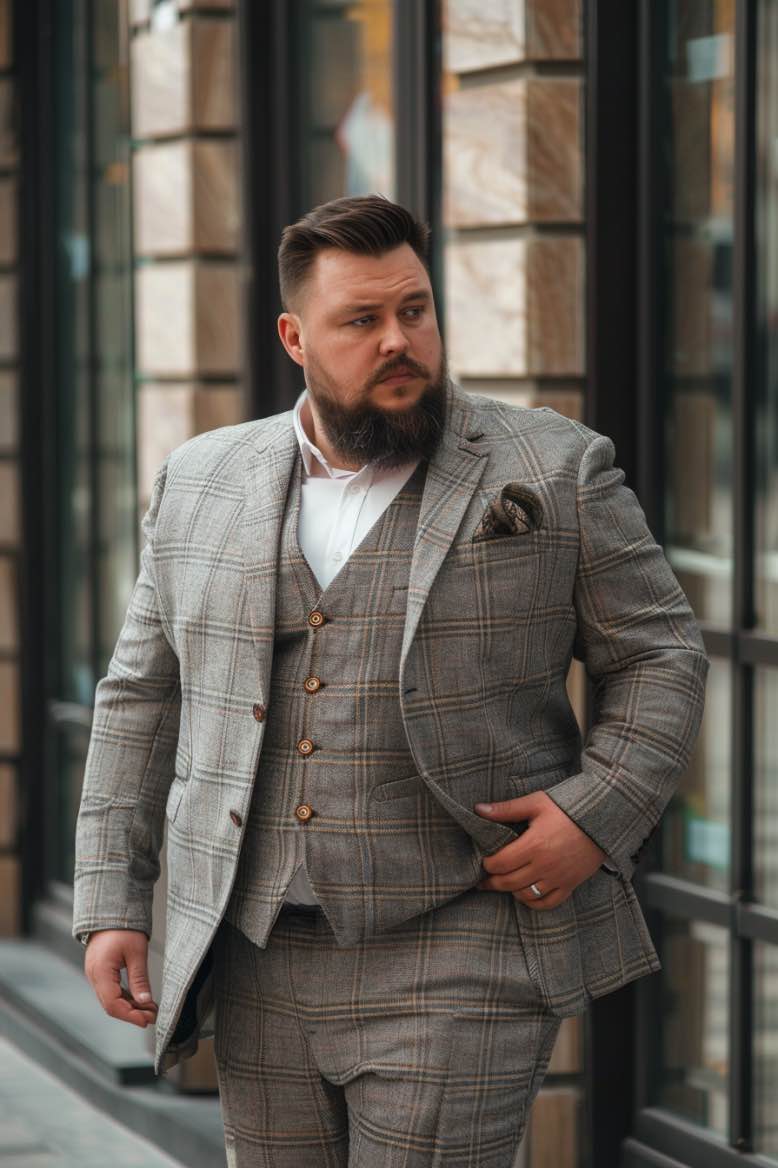 Rob  GROOM   Grey  Plus Size Men Beautiful Suit