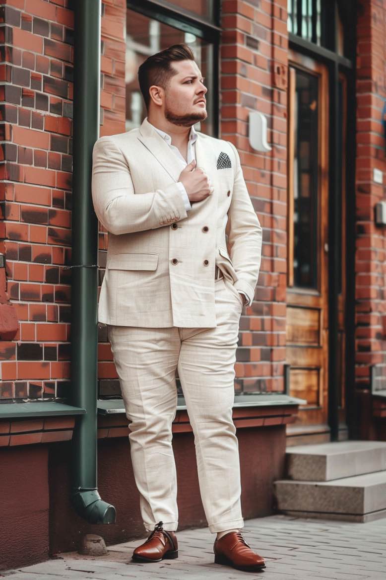 Davein  Royal Gentleman Cream Plus Size Men Beautiful Suit