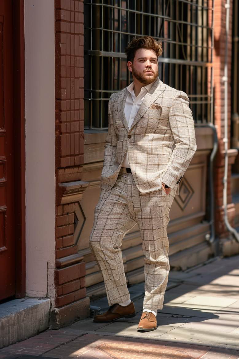 Evren  GROOM  Cream Plus Size Men Beautiful Suit