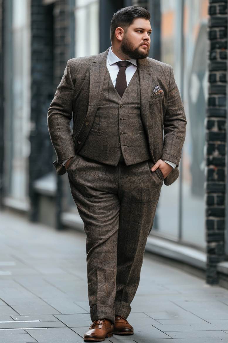 Kitt  Royal Gentleman Brown Plus Size Men Beautiful Suit