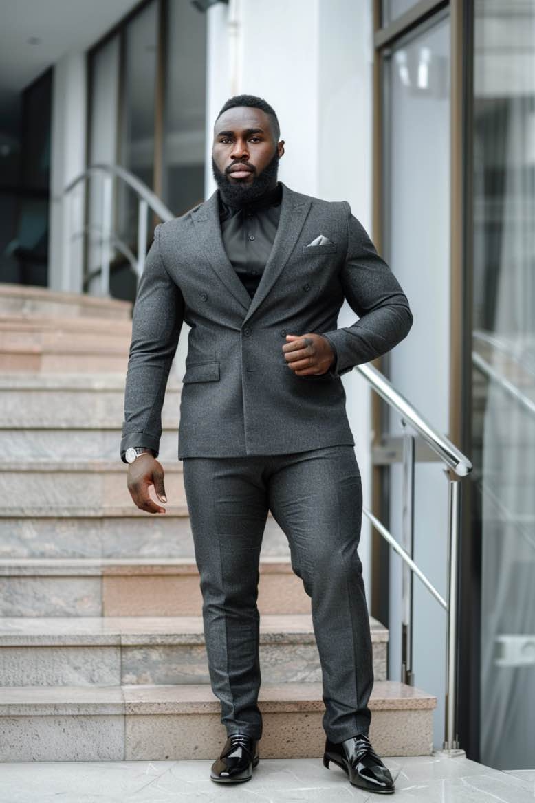 Isaiah  GROOM  Black Plus Size Men Beautiful Suit